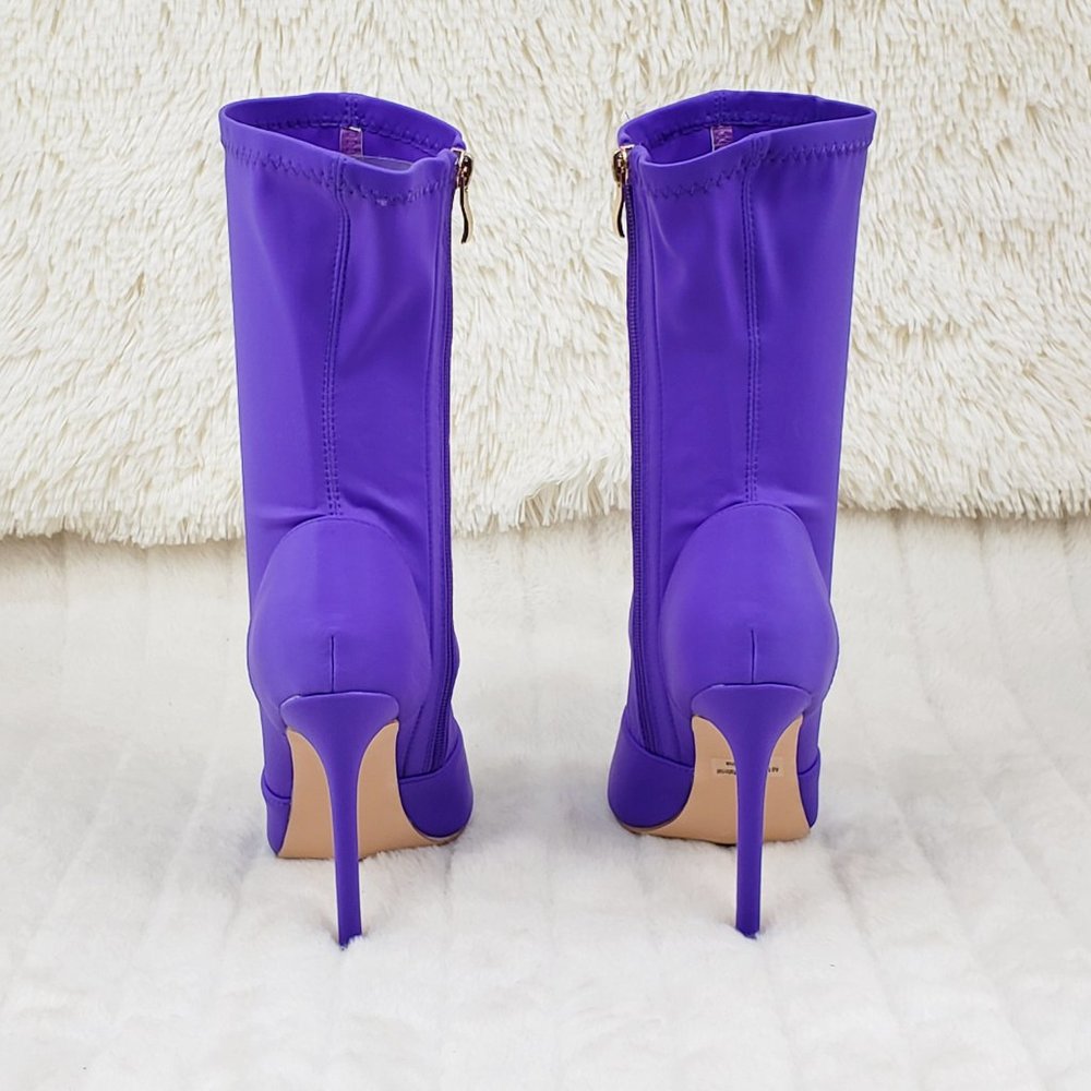 Purple Stretch Square Open Toe Ankle Boots - Picture 6 of 11